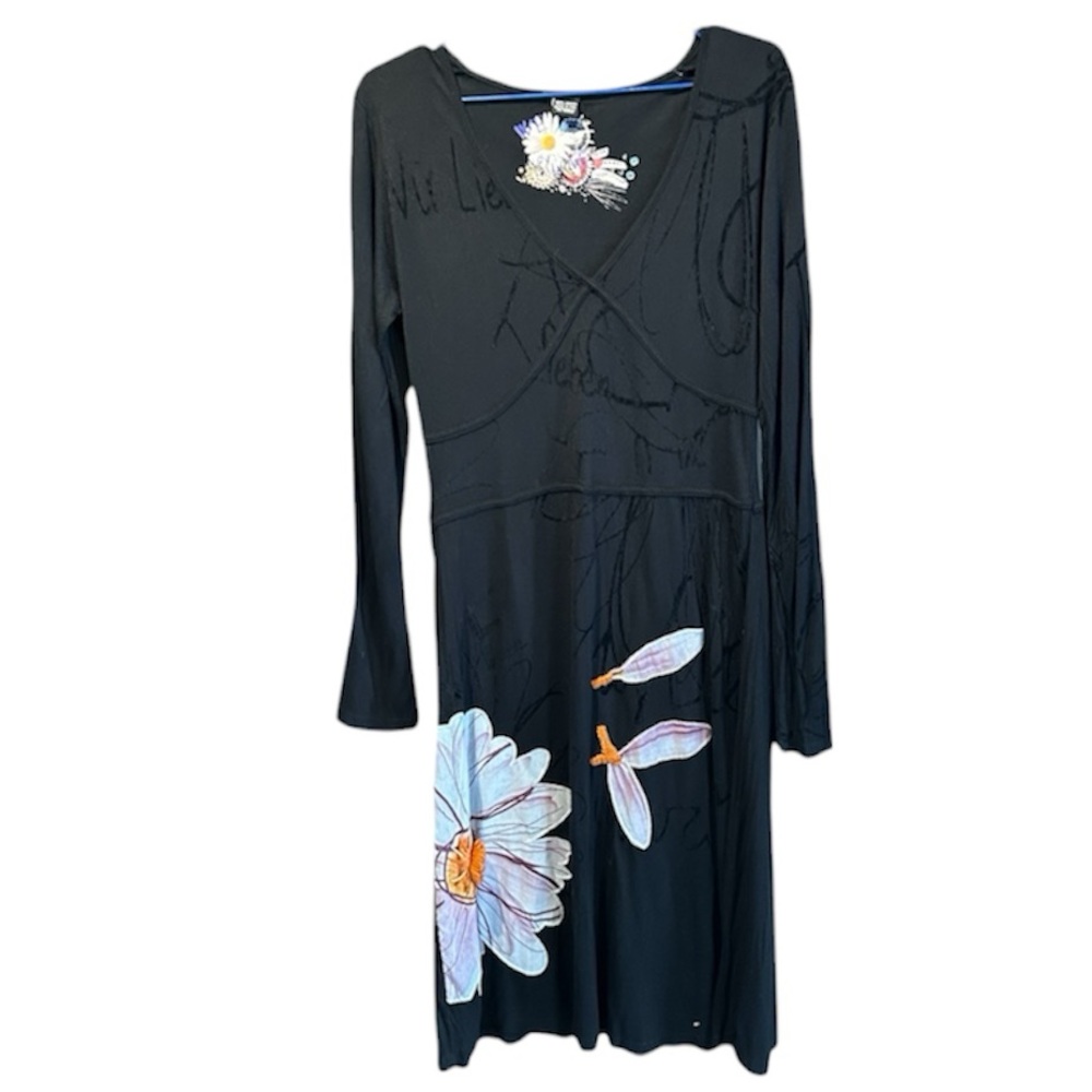 Pretty Desigual Long Sleeves Dress in Black